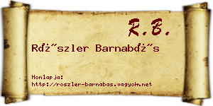 Röszler Barnabás névjegykártya